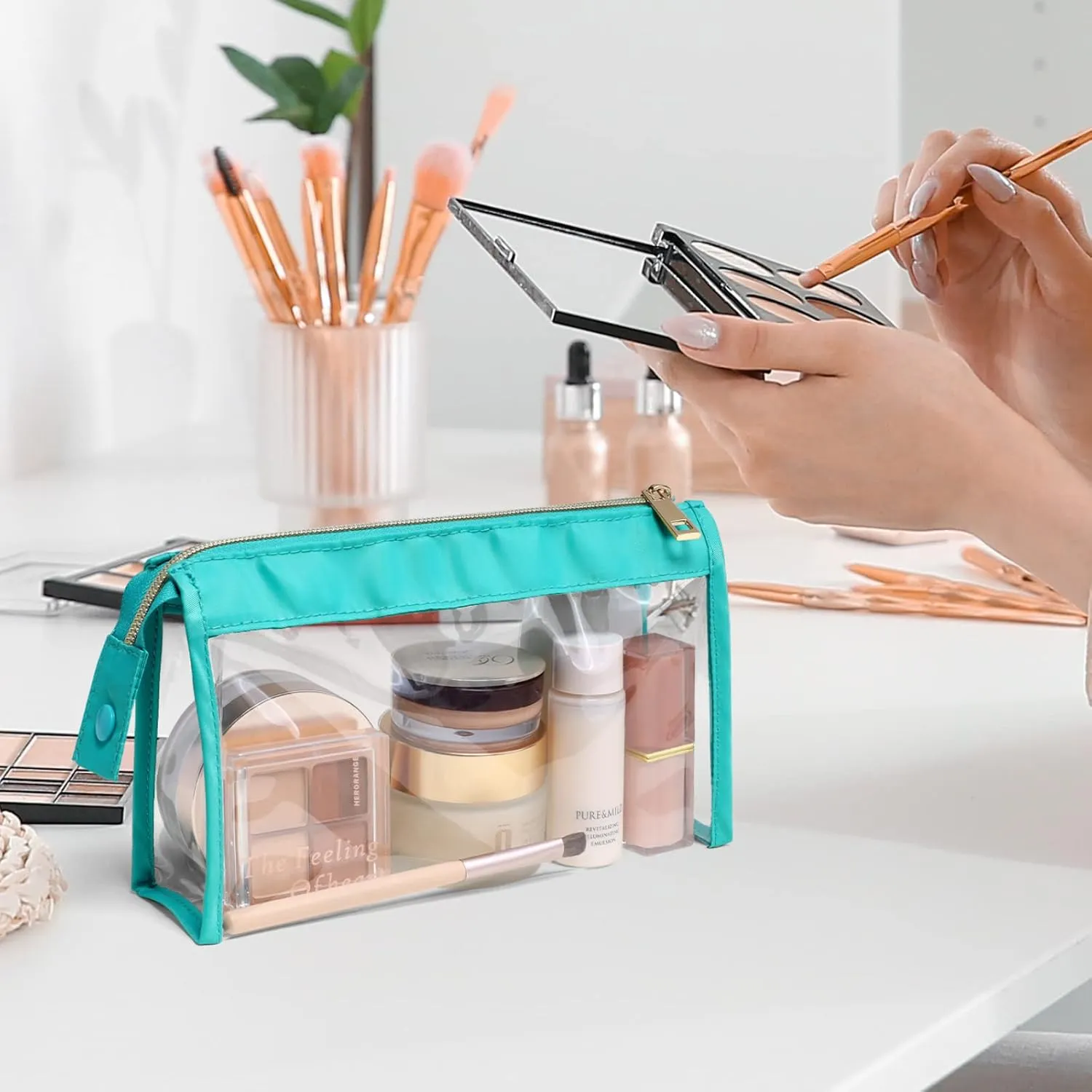 Clear Toiletry Bags, Perfect Size Clear Pouches with Zipper for Traveling, Sturdy Clear Makeup Bags for Home Storage Organizing, Vacation, Travel accessories (3 Pack)
