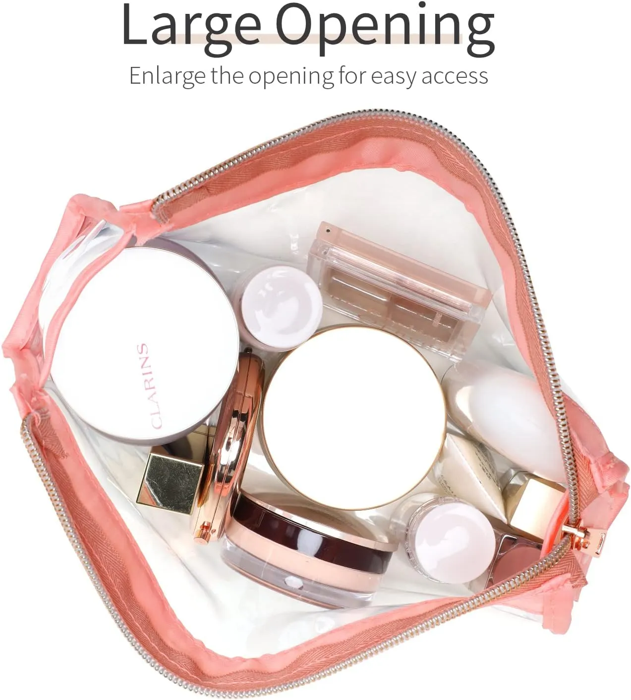 Clear Toiletry Bags, Perfect Size Clear Pouches with Zipper for Traveling, Sturdy Clear Makeup Bags for Home Storage Organizing, Vacation, Travel accessories (3 Pack)