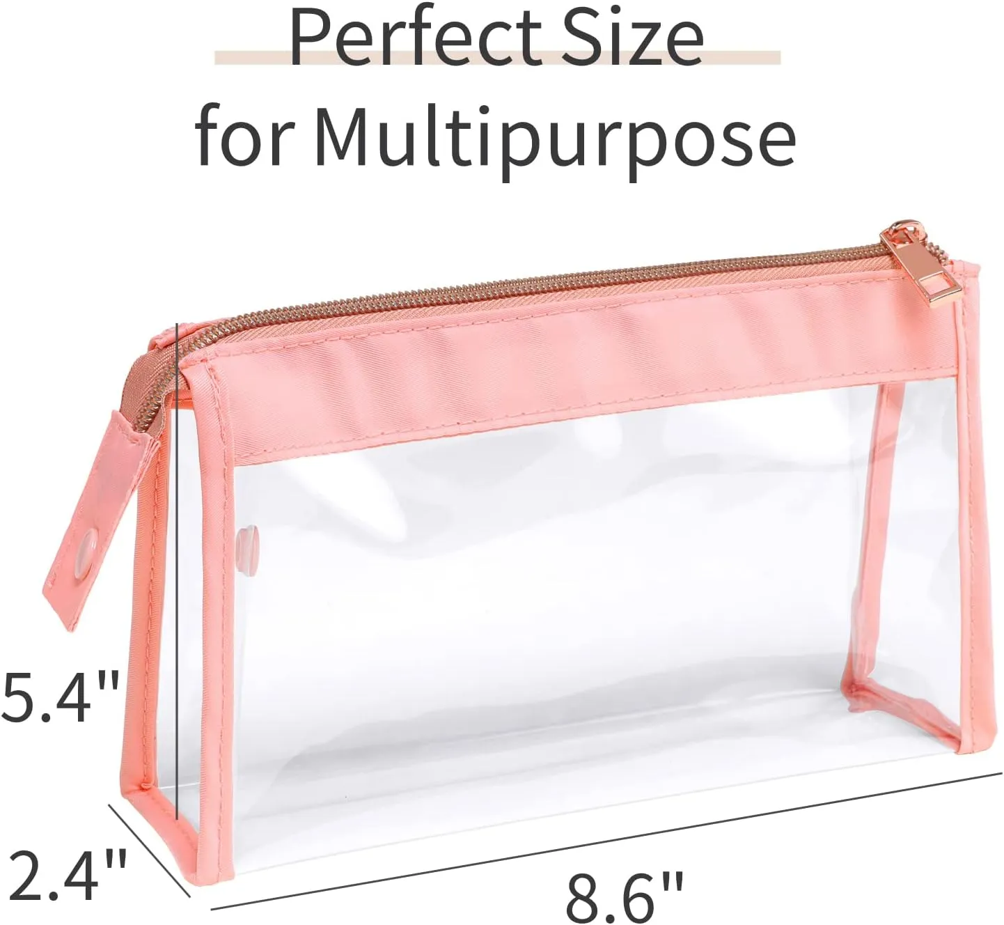 Clear Toiletry Bags, Perfect Size Clear Pouches with Zipper for Traveling, Sturdy Clear Makeup Bags for Home Storage Organizing, Vacation, Travel accessories (3 Pack)