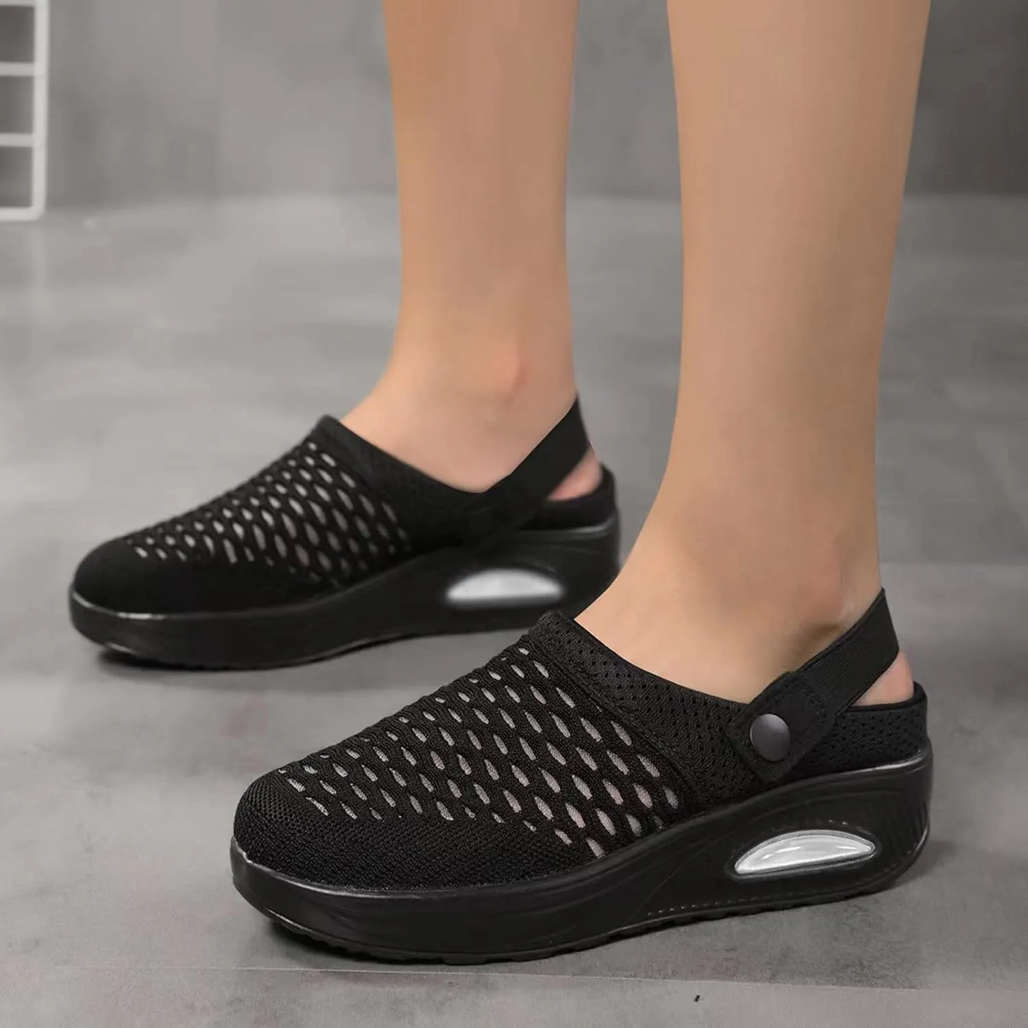 Clogs for Women, Orthopedic Clogs for Women, Comfortable Mules, Hollow Out Slip On Low Wedge Sandals Breathable Closed Toe Slippers Dressy Summer Shoes Outdoor Walking Sandals
