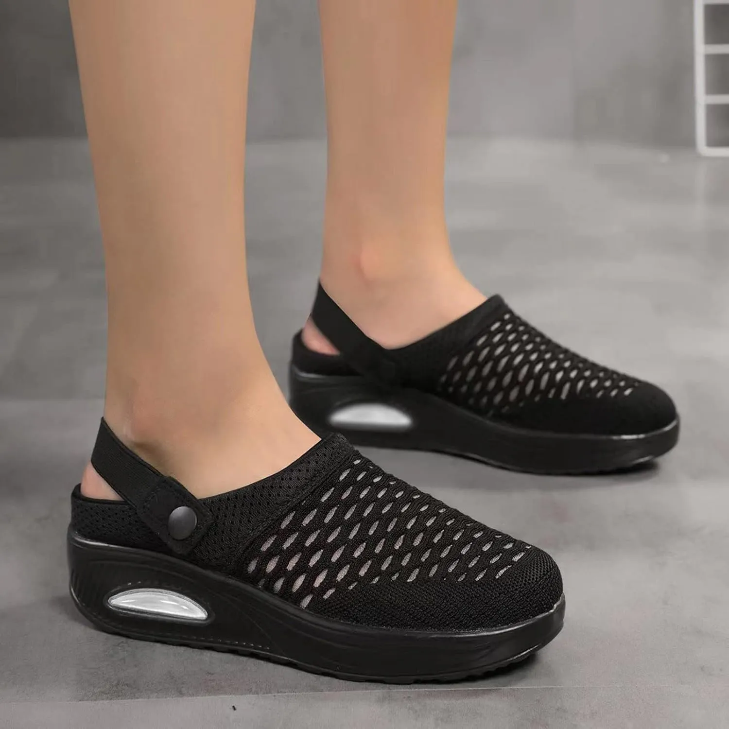 Clogs for Women, Orthopedic Clogs for Women, Comfortable Mules, Hollow Out Slip On Low Wedge Sandals Breathable Closed Toe Slippers Dressy Summer Shoes Outdoor Walking Sandals