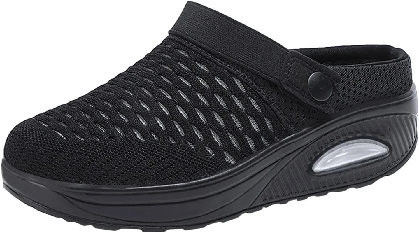 Clogs for Women, Orthopedic Clogs for Women, Comfortable Mules, Hollow Out Slip On Low Wedge Sandals Breathable Closed Toe Slippers Dressy Summer Shoes Outdoor Walking Sandals
