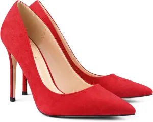 COLETER Women's 4 Inch Pumps Pointy Toe Wedding Dress Shoes Slip on Stiletto Pumps