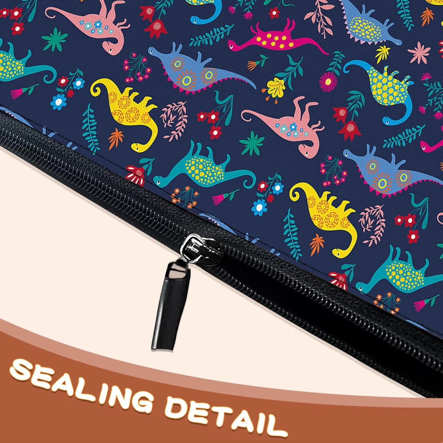 Colorful Dinosaurs Cosmetic Bags Dino Makeup Bags Toiletry Bag Large Capacity Organizer Pouch with Zipper Travel Accessories for Women Girls