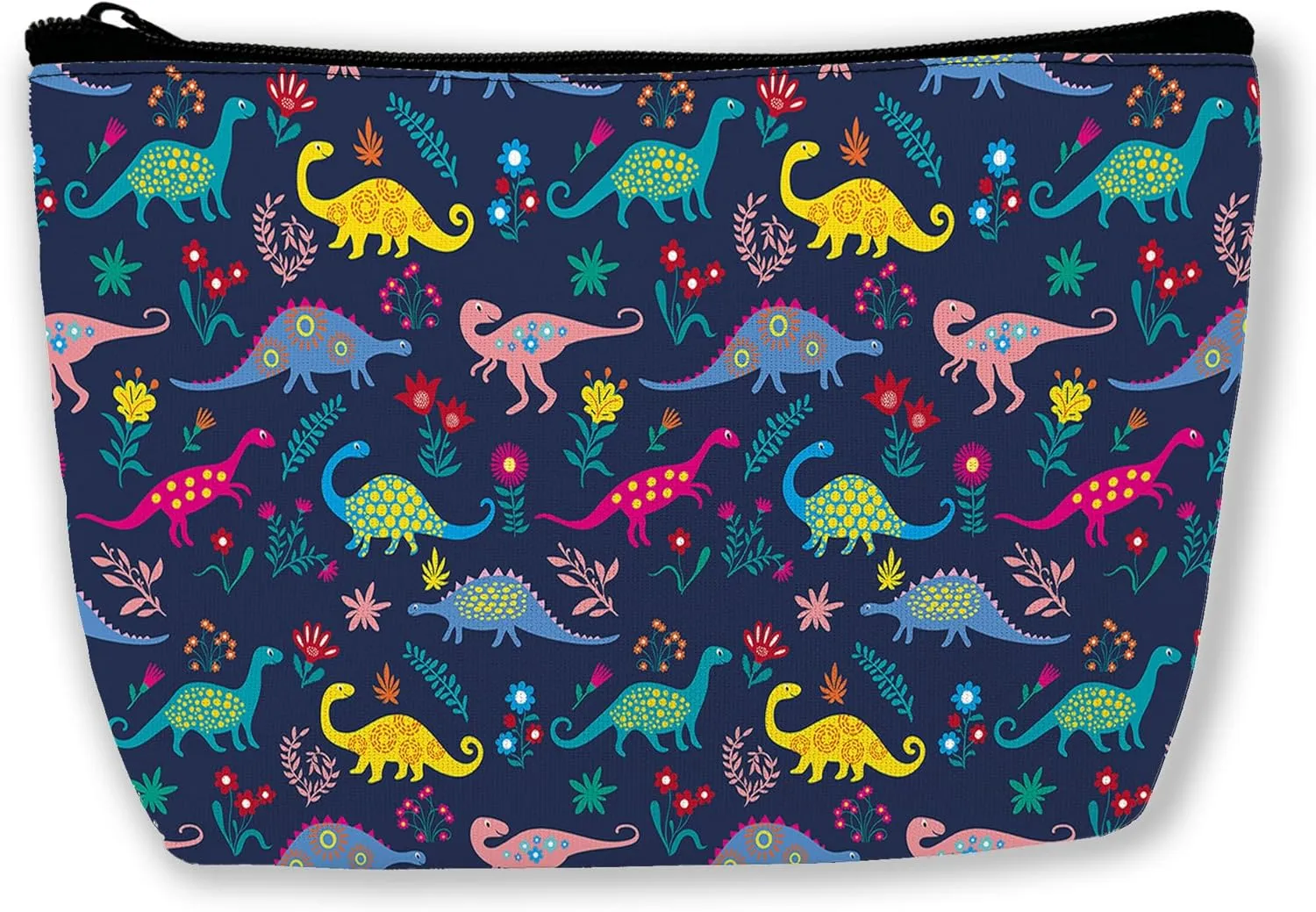 Colorful Dinosaurs Cosmetic Bags Dino Makeup Bags Toiletry Bag Large Capacity Organizer Pouch with Zipper Travel Accessories for Women Girls