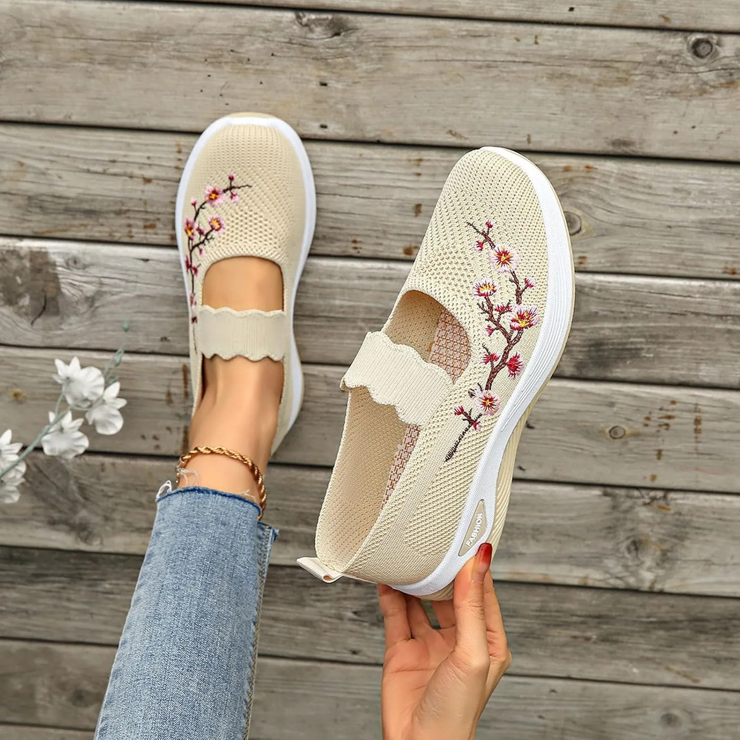 Comfortable Orthopedic Shoes for Women, Casual Sports Women Wide Width Breathable Walking Comfortable Slip on Sneakers, Non Slip Lightweight Shoes Arch Support Sneakers