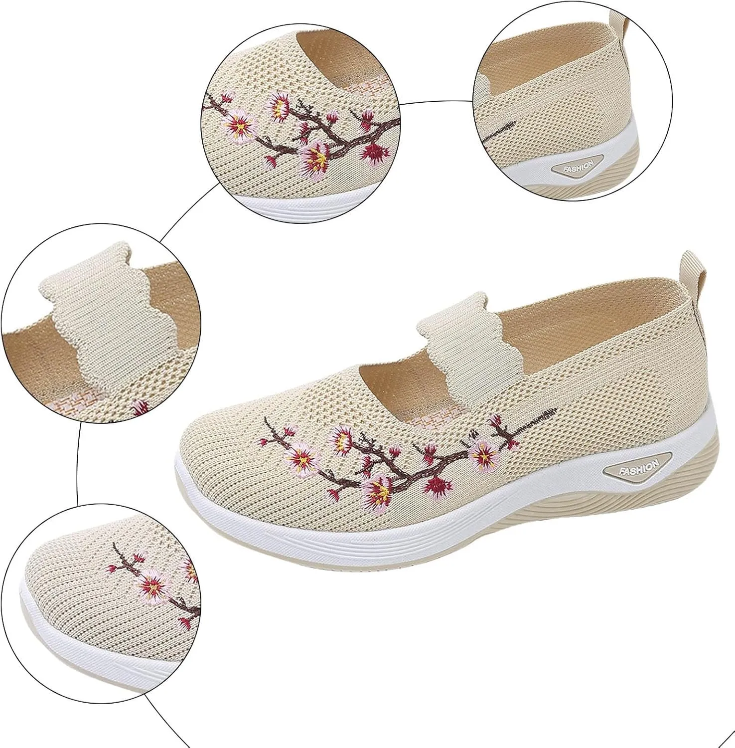 Comfortable Orthopedic Shoes for Women, Casual Sports Women Wide Width Breathable Walking Comfortable Slip on Sneakers, Non Slip Lightweight Shoes Arch Support Sneakers