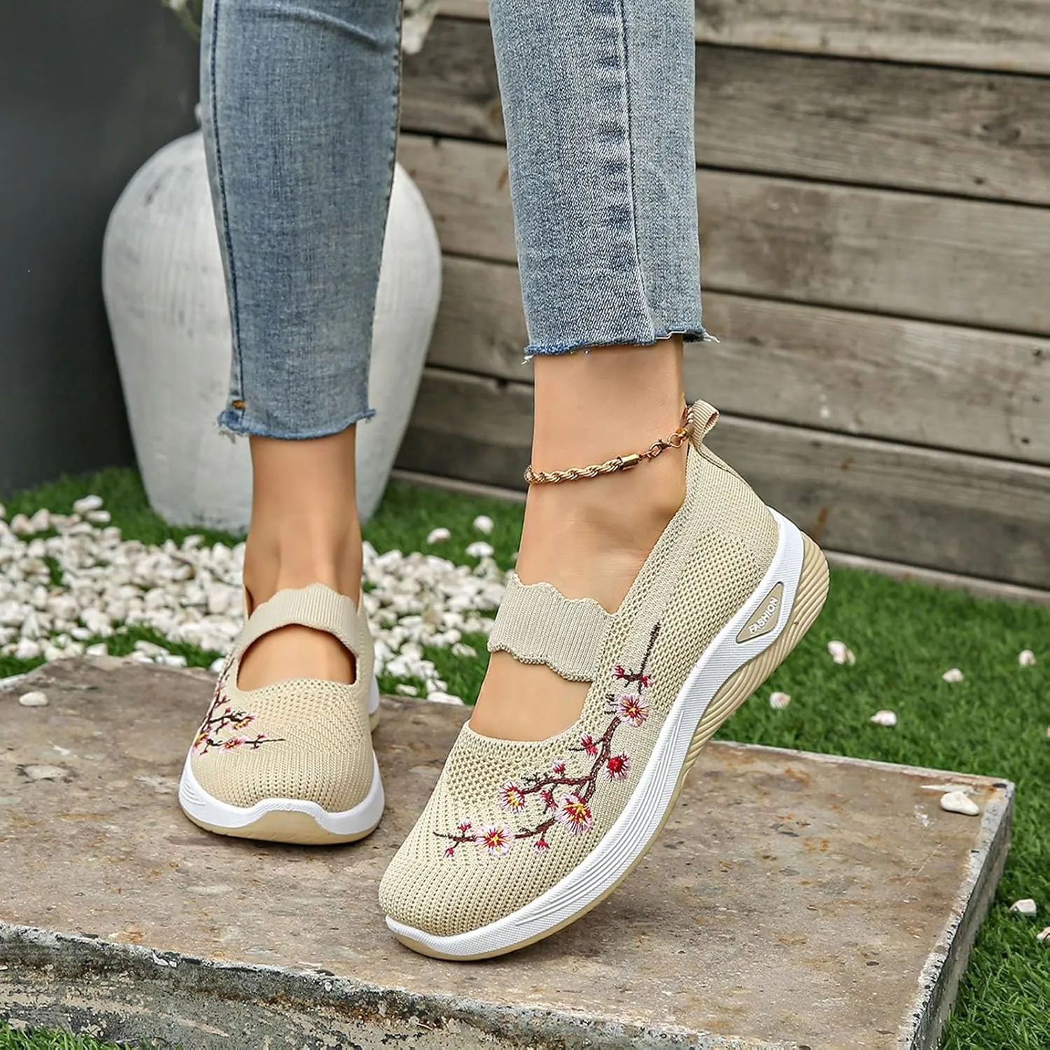 Comfortable Orthopedic Shoes for Women, Casual Sports Women Wide Width Breathable Walking Comfortable Slip on Sneakers, Non Slip Lightweight Shoes Arch Support Sneakers