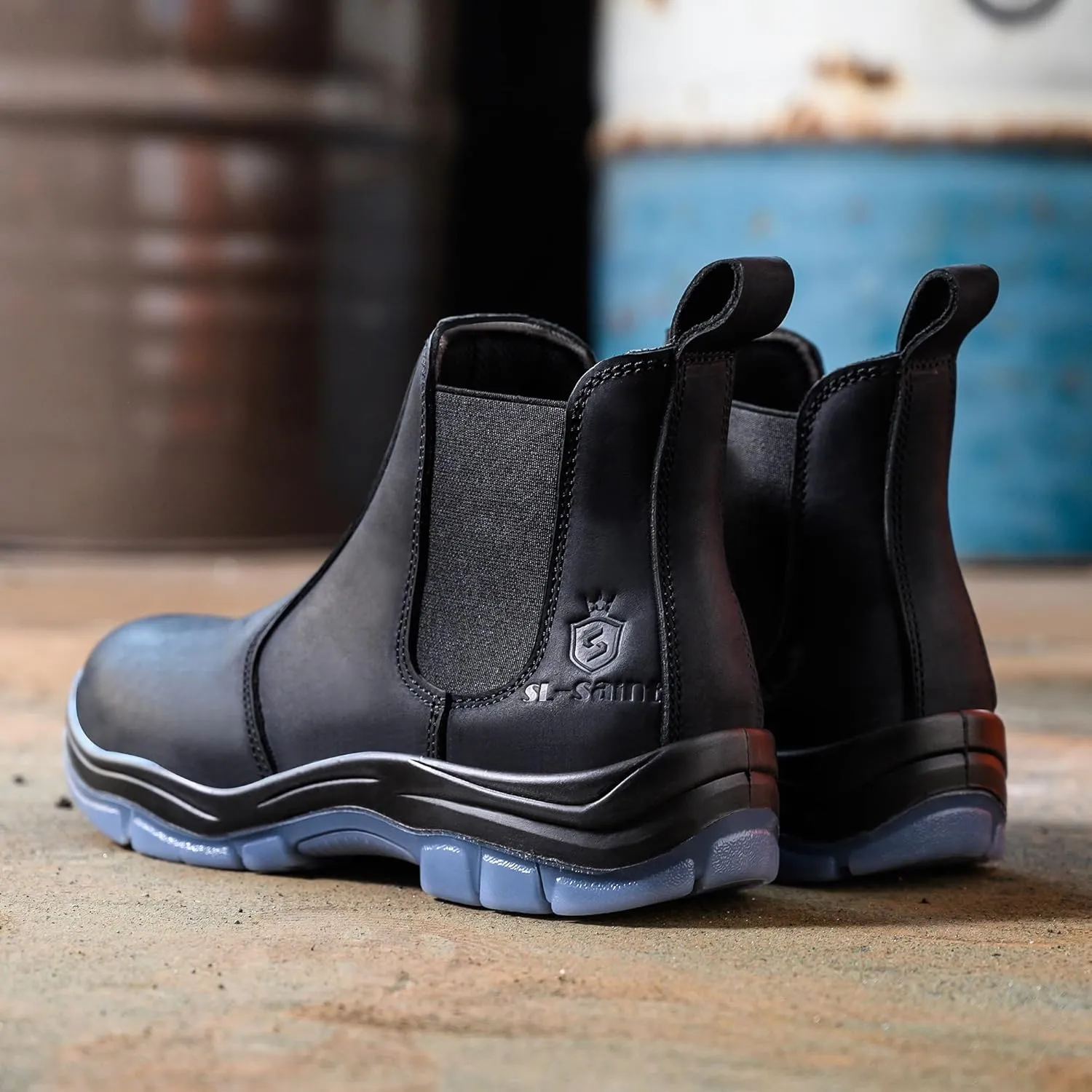 Composite/Steel Toe Chelsea Work Boots for Men Fashion Classic Ankle Industrial Construction Insulated Safety Shoes 6 Inch Full Grain Leather Brown Black