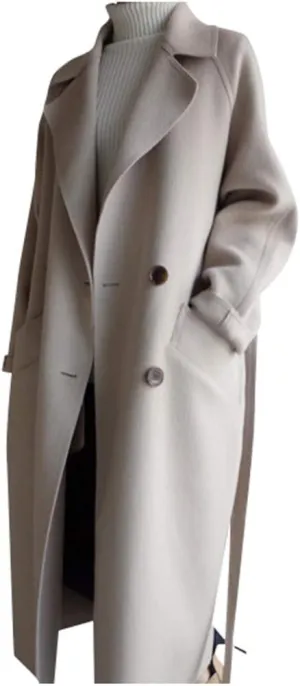 cooki Womens Pea Coat Women's Winter Coats Women Wool Coat, Winter Jackets for Women 2023 Wool Trench Coats for Women Winter Fall Fashion Notch Collar Pea Coats Long Jackets Coats