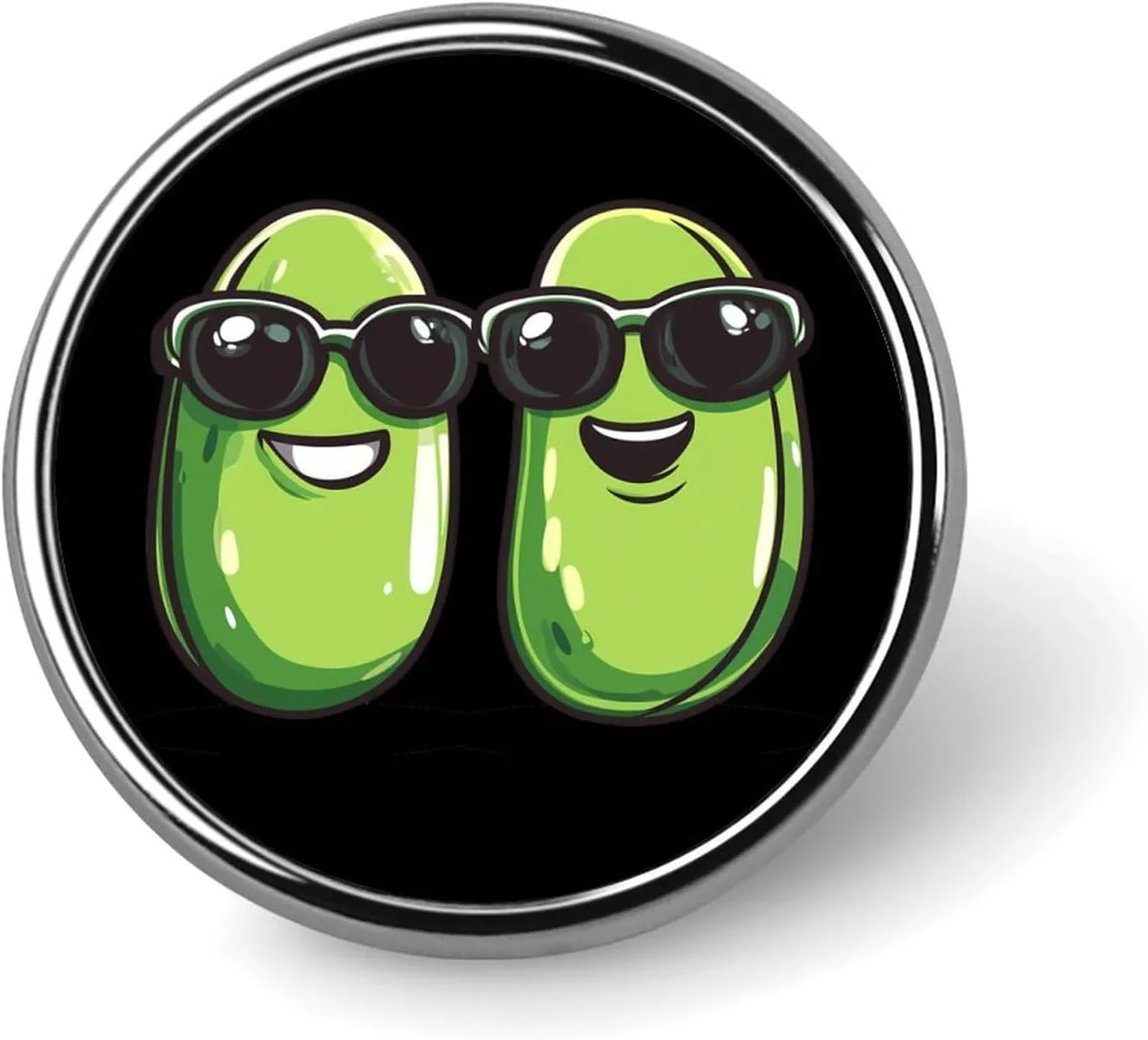 Cool Green Beanses Pin Enamel Lapel Pins Round Badge Brooches Clothing Decoration for Women Men