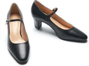 C.Paravano Women's Pumps Mary Jane Pumps Closed Round Toe Low Heels Adjustable Strap Fashion Dress Shoes