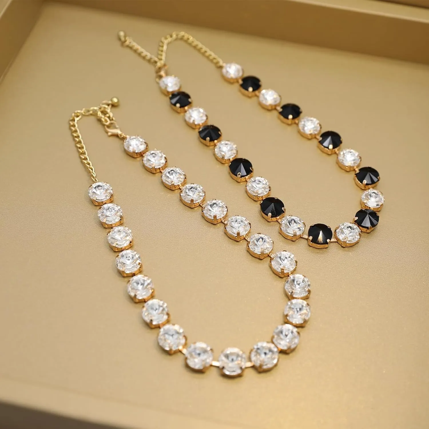 Crystal Rhinestone Choker Collar Necklace for Women Emerald Statement Piece Sparkly Colorful Crystal Neck Gold Chain Necklace