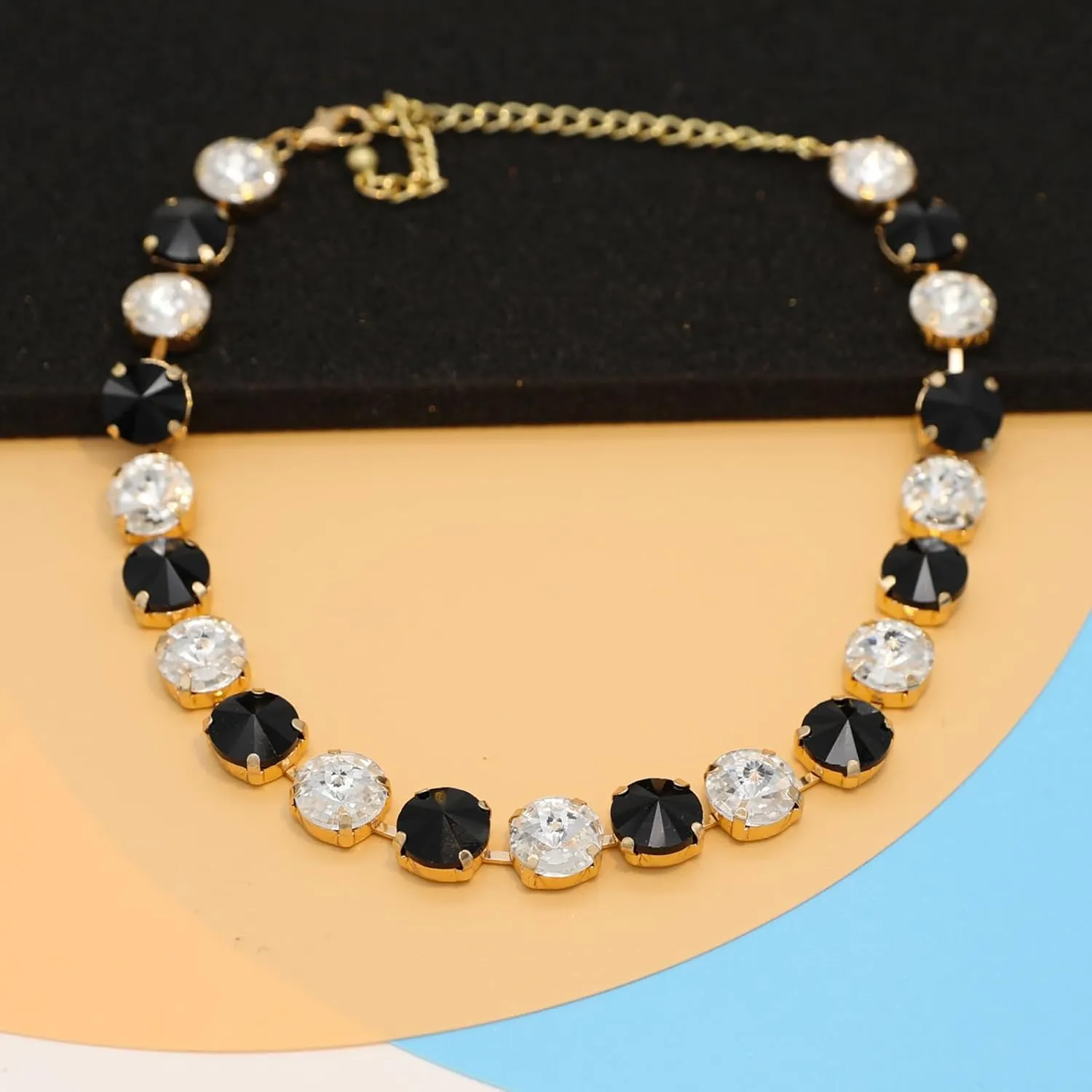 Crystal Rhinestone Choker Collar Necklace for Women Emerald Statement Piece Sparkly Colorful Crystal Neck Gold Chain Necklace