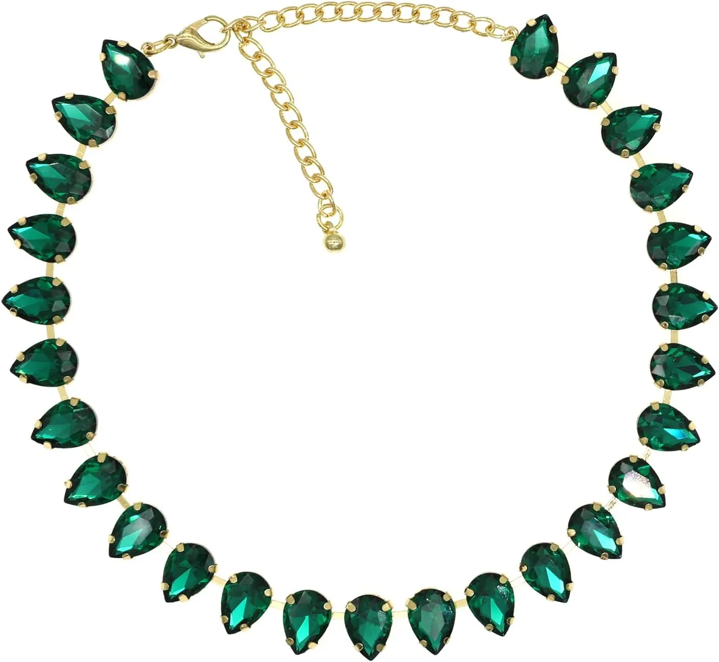 Crystal Rhinestone Choker Collar Necklace for Women Emerald Statement Piece Sparkly Colorful Crystal Neck Gold Chain Necklace