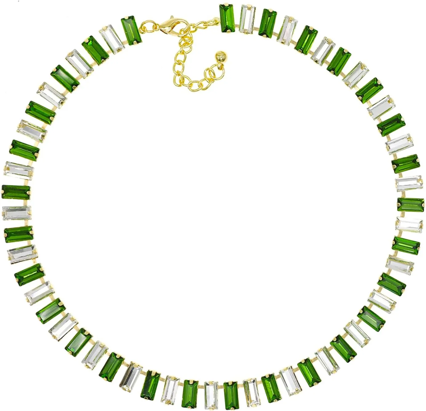 Crystal Rhinestone Choker Collar Necklace for Women Emerald Statement Piece Sparkly Colorful Crystal Neck Gold Chain Necklace