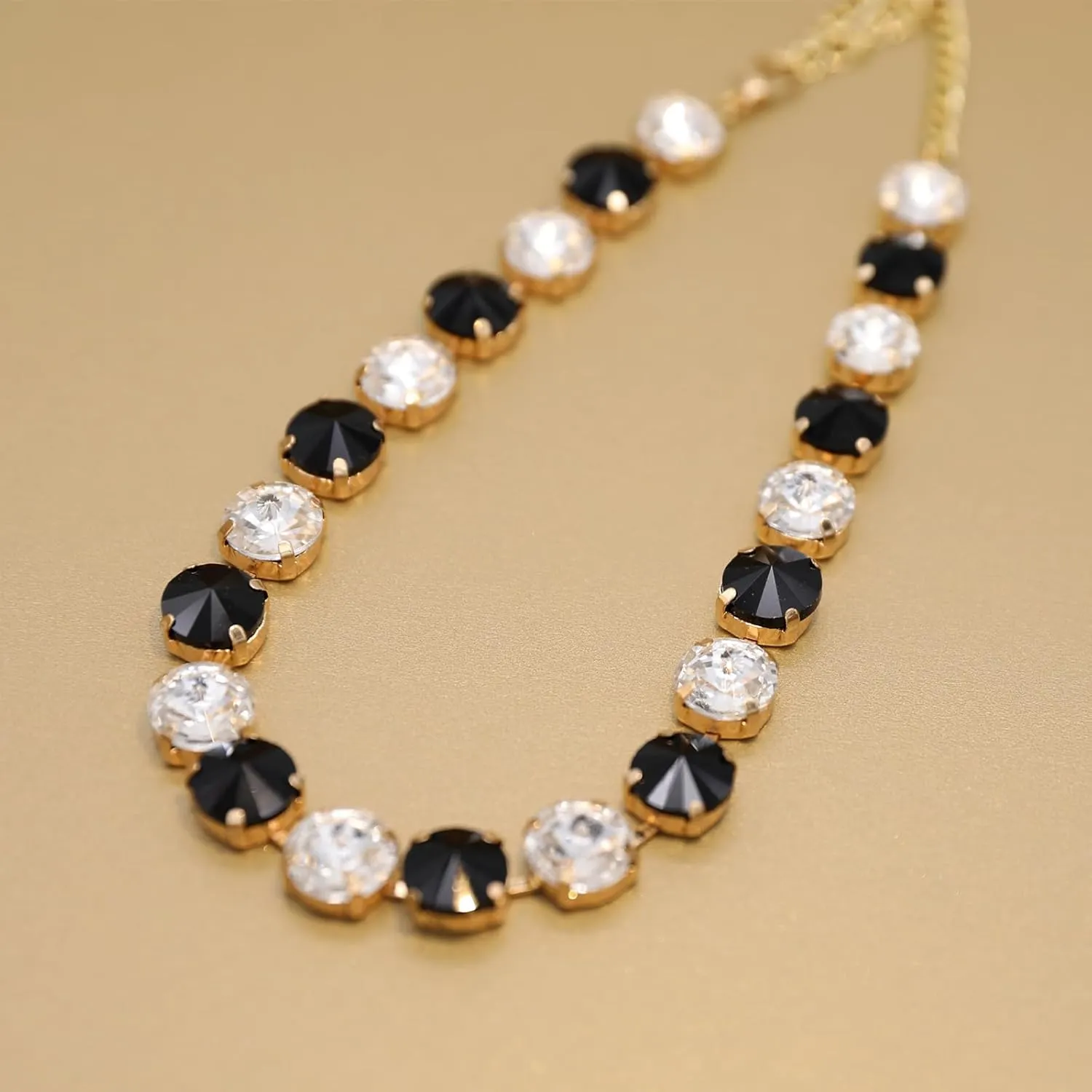 Crystal Rhinestone Choker Collar Necklace for Women Emerald Statement Piece Sparkly Colorful Crystal Neck Gold Chain Necklace
