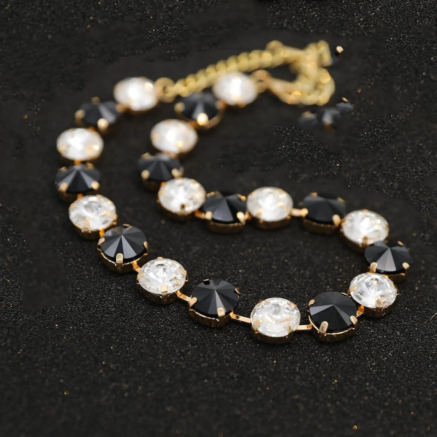 Crystal Rhinestone Choker Collar Necklace for Women Emerald Statement Piece Sparkly Colorful Crystal Neck Gold Chain Necklace