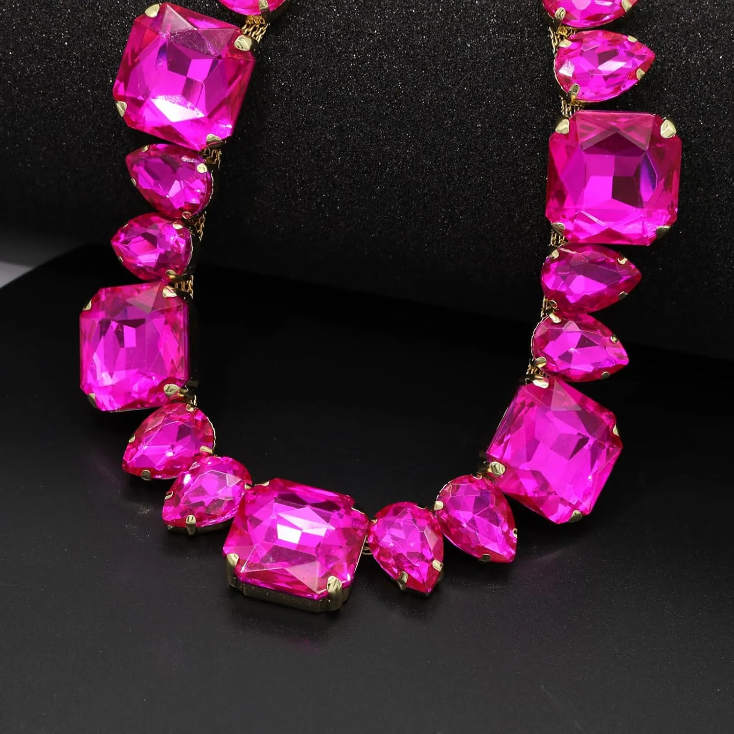 Crystal Rhinestone Choker Collar Necklace for Women Emerald Statement Piece Sparkly Colorful Crystal Neck Gold Chain Necklace