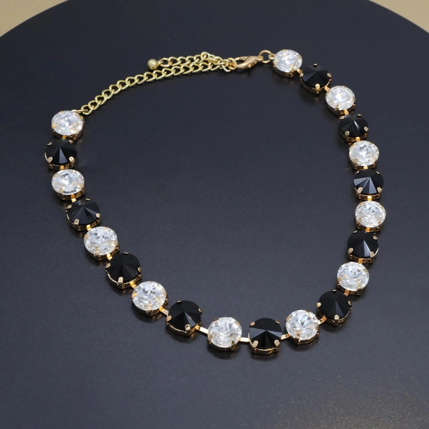 Crystal Rhinestone Choker Collar Necklace for Women Emerald Statement Piece Sparkly Colorful Crystal Neck Gold Chain Necklace