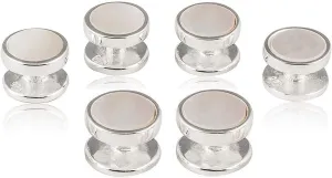 Cuff-Daddy Solid 925 Sterling Silver Mother of Pearl Shirt Stud Set - 6 Studs