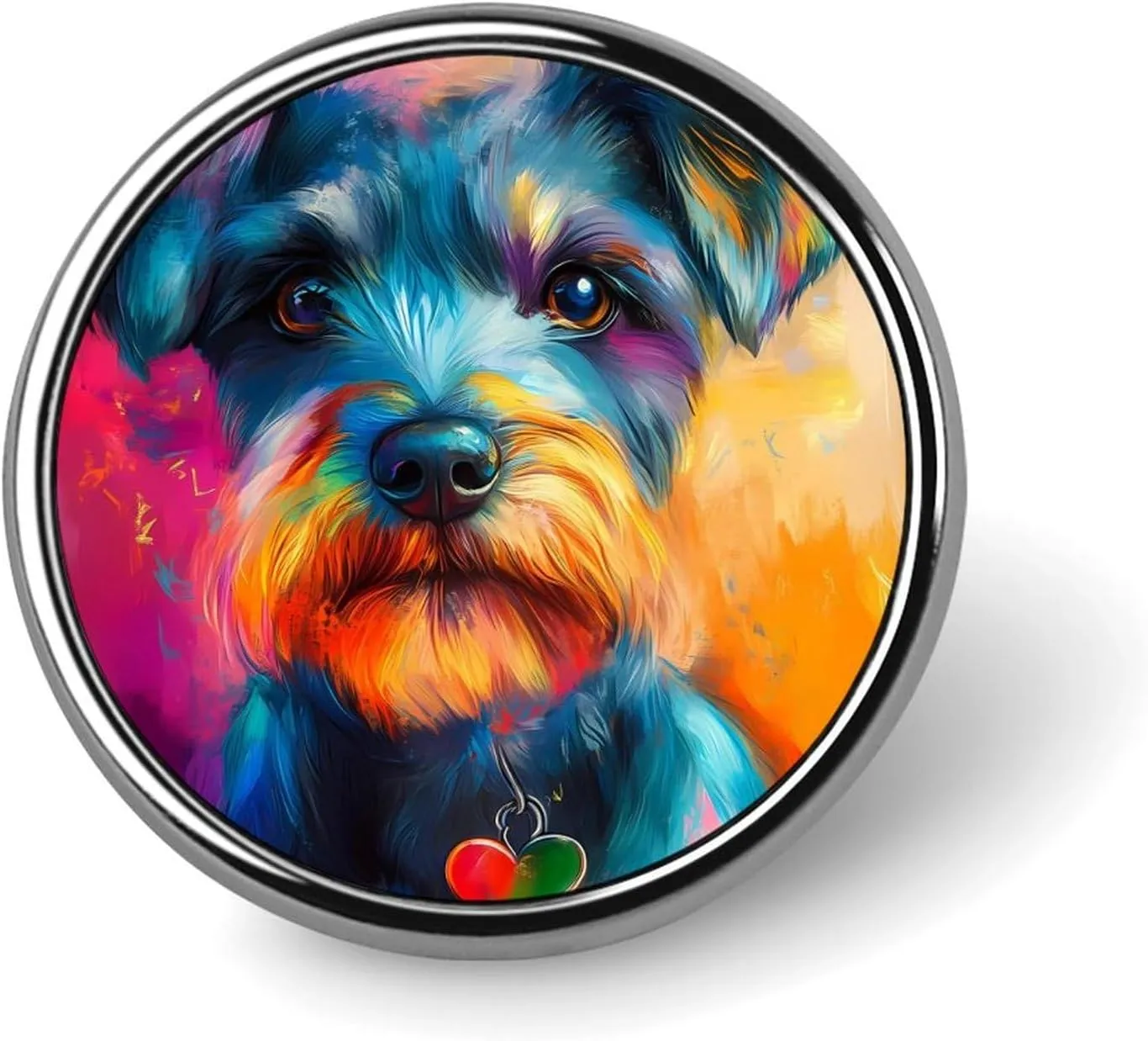 Cute Pet Schnauzer Dog Pin Enamel Lapel Pins Round Badge Brooches Clothing Decoration for Women Men