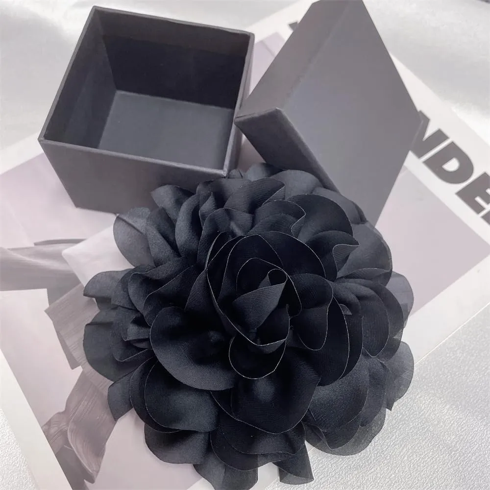 Dainty Camellia Flower Large Brooch Lapel Pins Delicate Elegant Handmade Big Fabric Rose Flower Brooches Pin Classic for Wedding Party Dance Banquet for Women Dress Suit Ceremony Clothes Accessories JewelryGifts 130mm