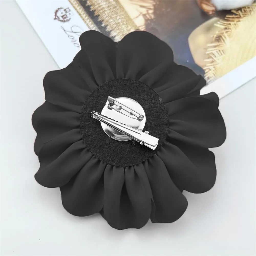 Dainty Camellia Flower Large Brooch Lapel Pins Delicate Elegant Handmade Big Fabric Rose Flower Brooches Pin Classic for Wedding Party Dance Banquet for Women Dress Suit Ceremony Clothes Accessories JewelryGifts 130mm