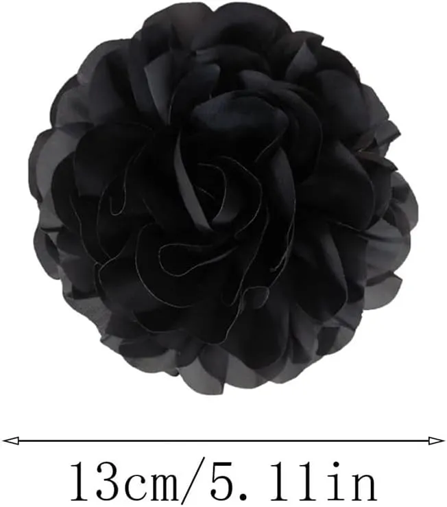 Dainty Camellia Flower Large Brooch Lapel Pins Delicate Elegant Handmade Big Fabric Rose Flower Brooches Pin Classic for Wedding Party Dance Banquet for Women Dress Suit Ceremony Clothes Accessories JewelryGifts 130mm