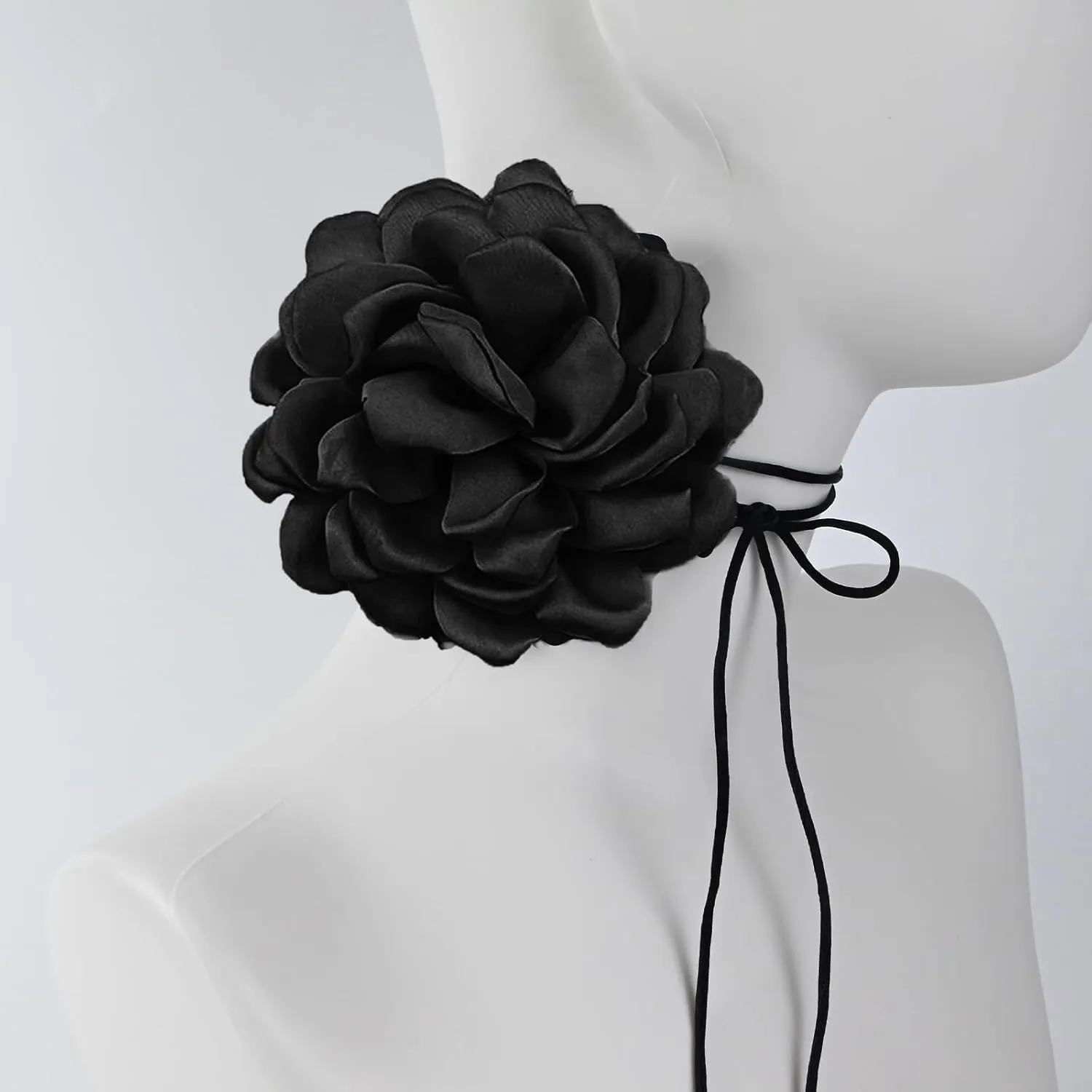 Dainty Satin Rose Flower Brooches Flower Choker Necklace for Women Camellia Floral Brooches Lapel Pins Big Floral Chokers for Wedding Dance Dress Clothes Accessories