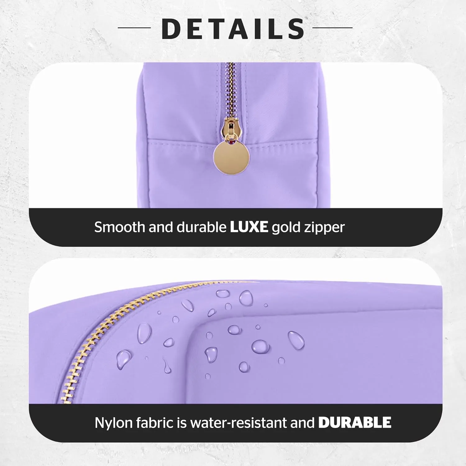 DANCOUR Nylon Makeup Bags for Women Large Preppy Travel Toiletry Pouch Cosmetic Bag Makeup Organizer