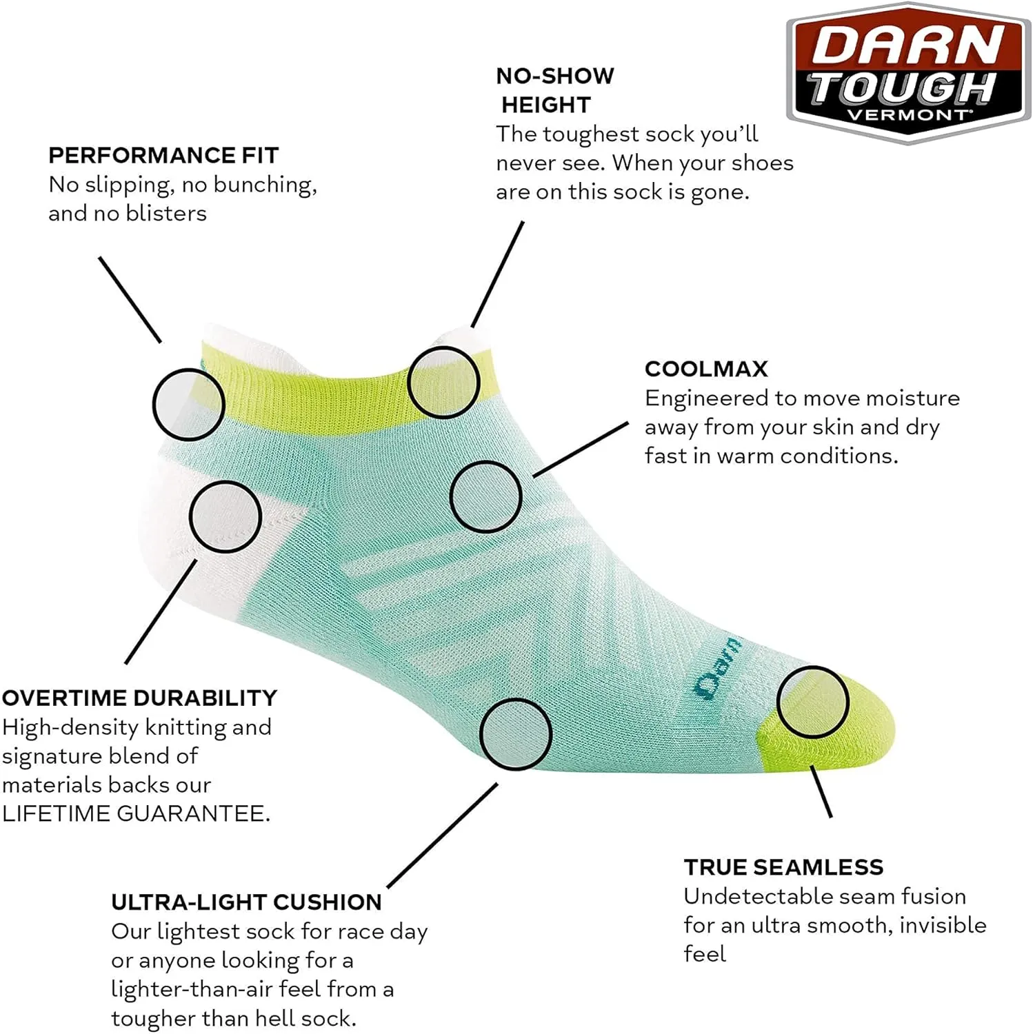 Darn Tough Women's No Show Tab Ultra-Lightweight Running Sock (Style 1052) -
