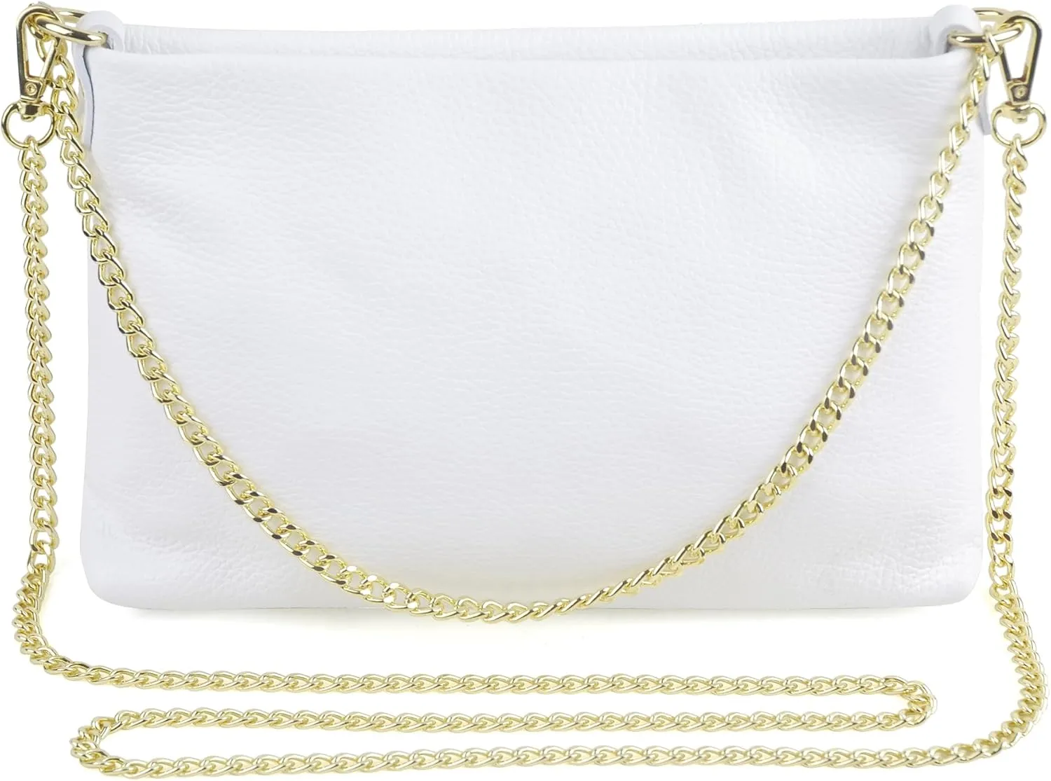 Dasein Italian Genuine Leather Handbag for Women Clutch Evening Bag Gold Chain Strap Shoulder Bag Crossbody Purse