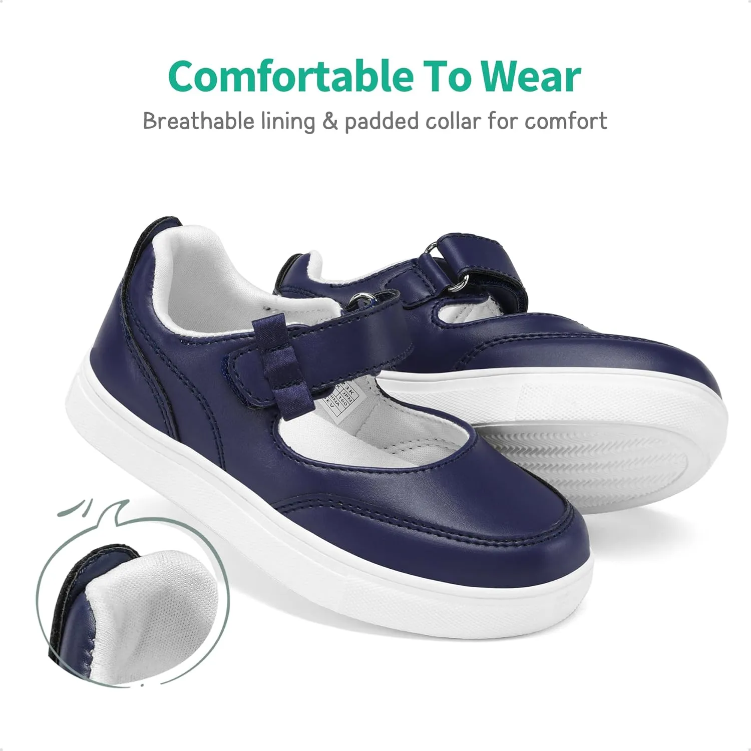 DREAM PAIRS Kids Girls Mary Jane Sneakers Strap Toddler Little Girls School Shoes Soft Walking Party Flat Shoes