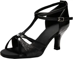 Dress First Dance Shoes Women Latin Salsa Bachata Shoes Suede Sole Wedding Performance Dance Shoes 2.76'' Heel