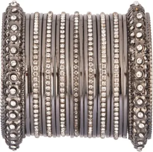 Efulgenz Boho Vintage Antique Gypsy Tribal Indian Oxidized Crystal Bracelets Bangle Set Jewelry