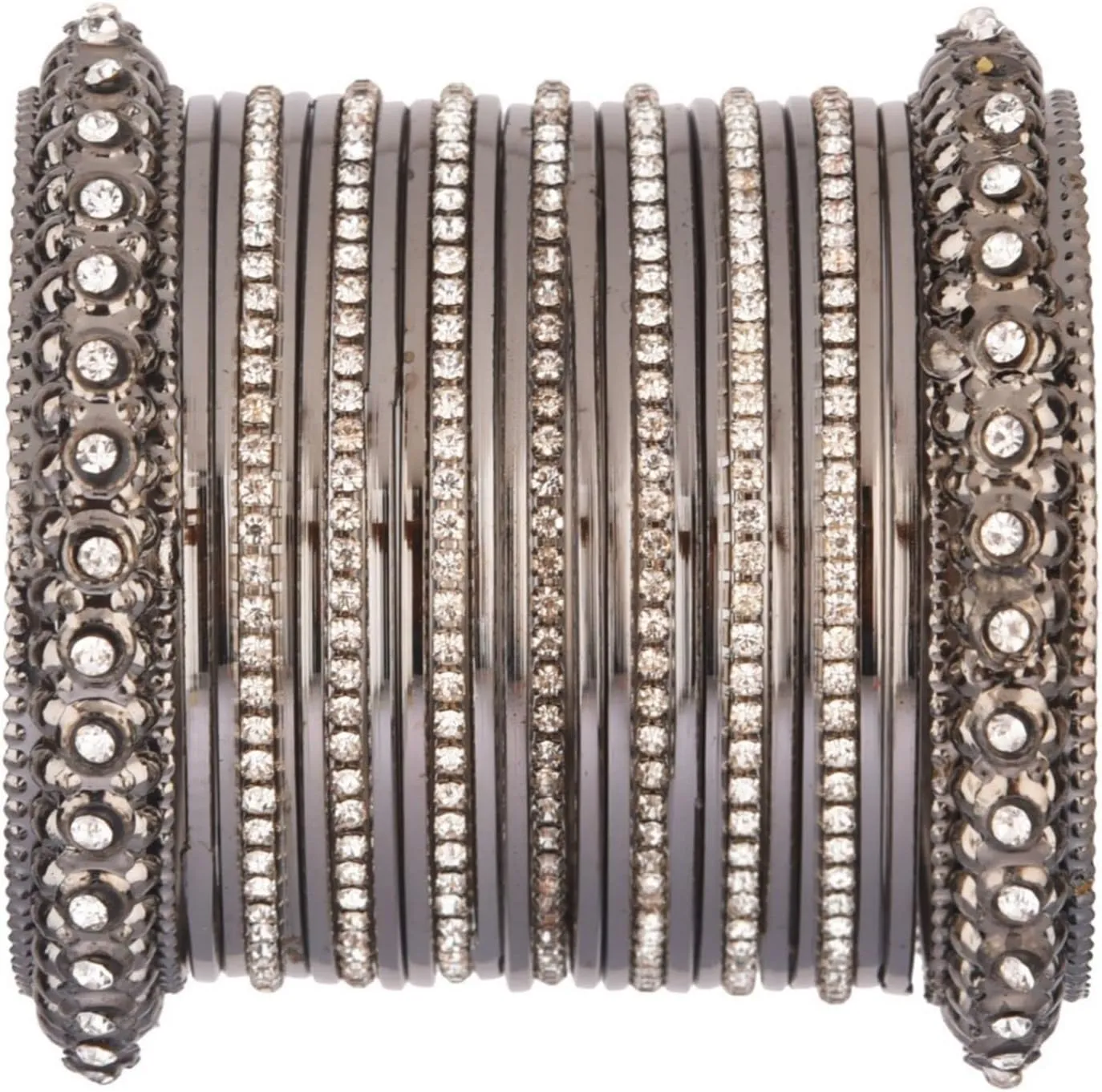Efulgenz Boho Vintage Antique Gypsy Tribal Indian Oxidized Crystal Bracelets Bangle Set Jewelry