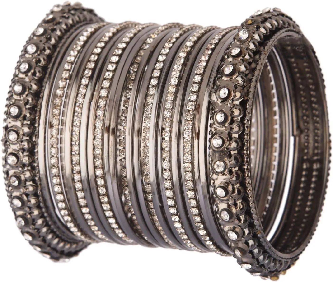 Efulgenz Boho Vintage Antique Gypsy Tribal Indian Oxidized Crystal Bracelets Bangle Set Jewelry