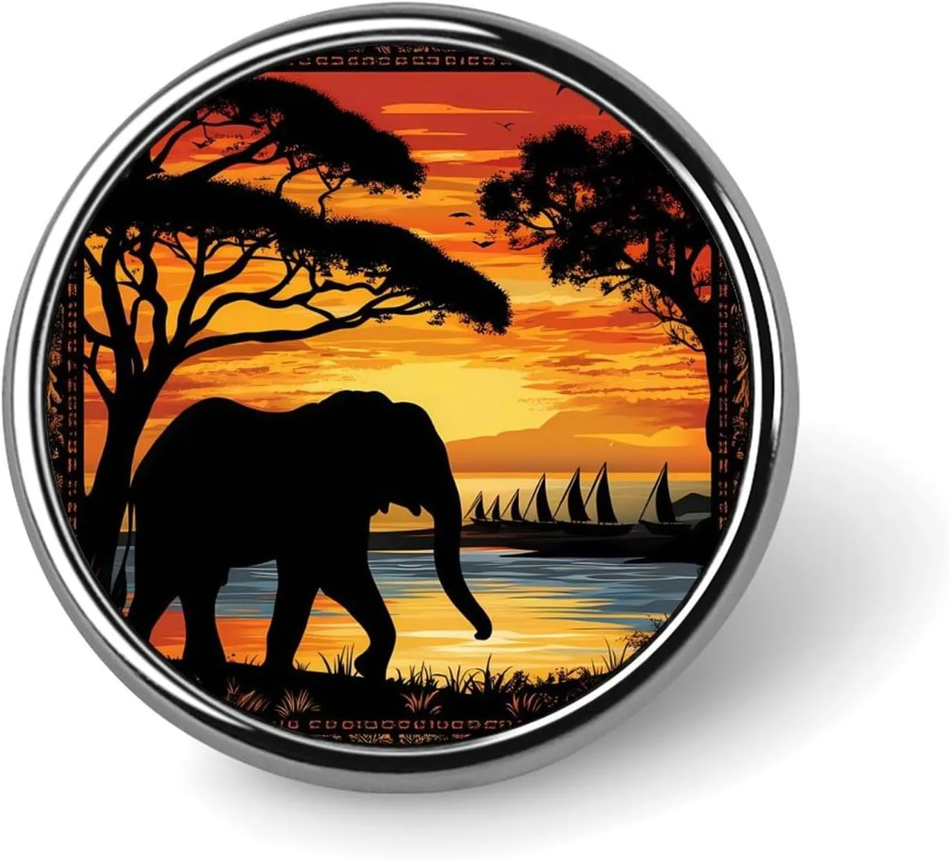 Elephant Animal Pin Enamel Lapel Pins Round Badge Brooches Clothing Decoration for Women Men