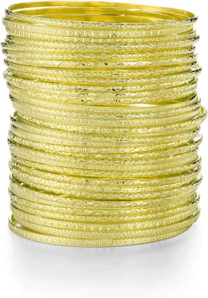 Ensoul Flower Mixed Metal Aztec African Indian Vintage Multi Bangles Bracelets for Women Set of 36