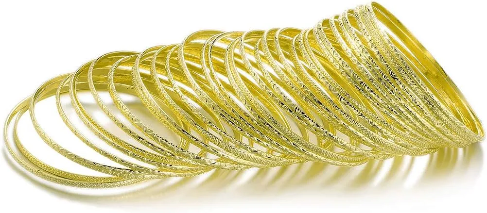 Ensoul Flower Mixed Metal Aztec African Indian Vintage Multi Bangles Bracelets for Women Set of 36