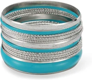 Ensoul Mixed Multi Metal Bangles Bracelets Set Fashion Jewelry for Women 13Pcs/Set