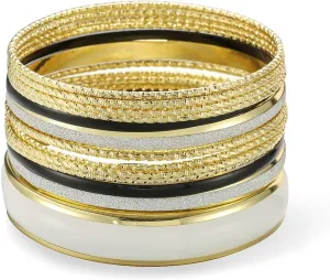 Ensoul Mixed Multi Metal Bangles Bracelets Set Fashion Jewelry for Women 13Pcs/Set