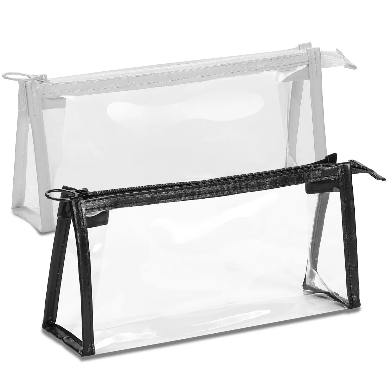 Etercycle TSA Approved Toiletry Bag, Clear Pouches with Zipper for Traveling, Samll Clear Makeup Bags Cosmetic Bag Beach Bag for Home Storage Organizing, Office, Vacation, Travel (Black, White)