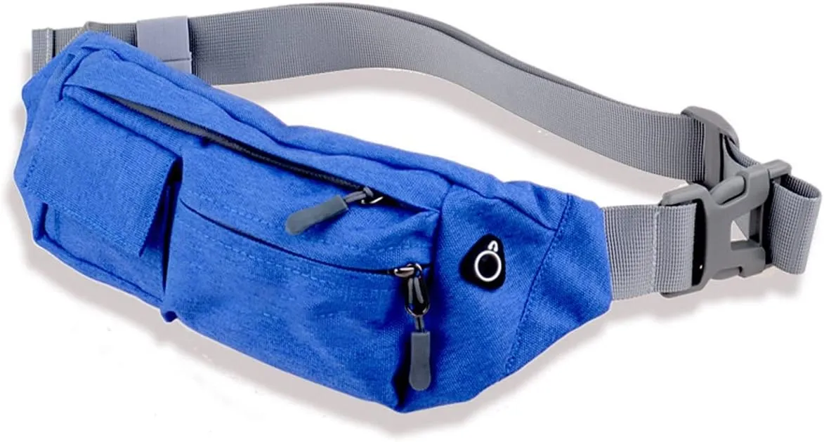 Fanny Pack Canvas Waist Bag Men's Mobile Phone Bag Sports Waist Bags Chest Bags (Dark Blue)