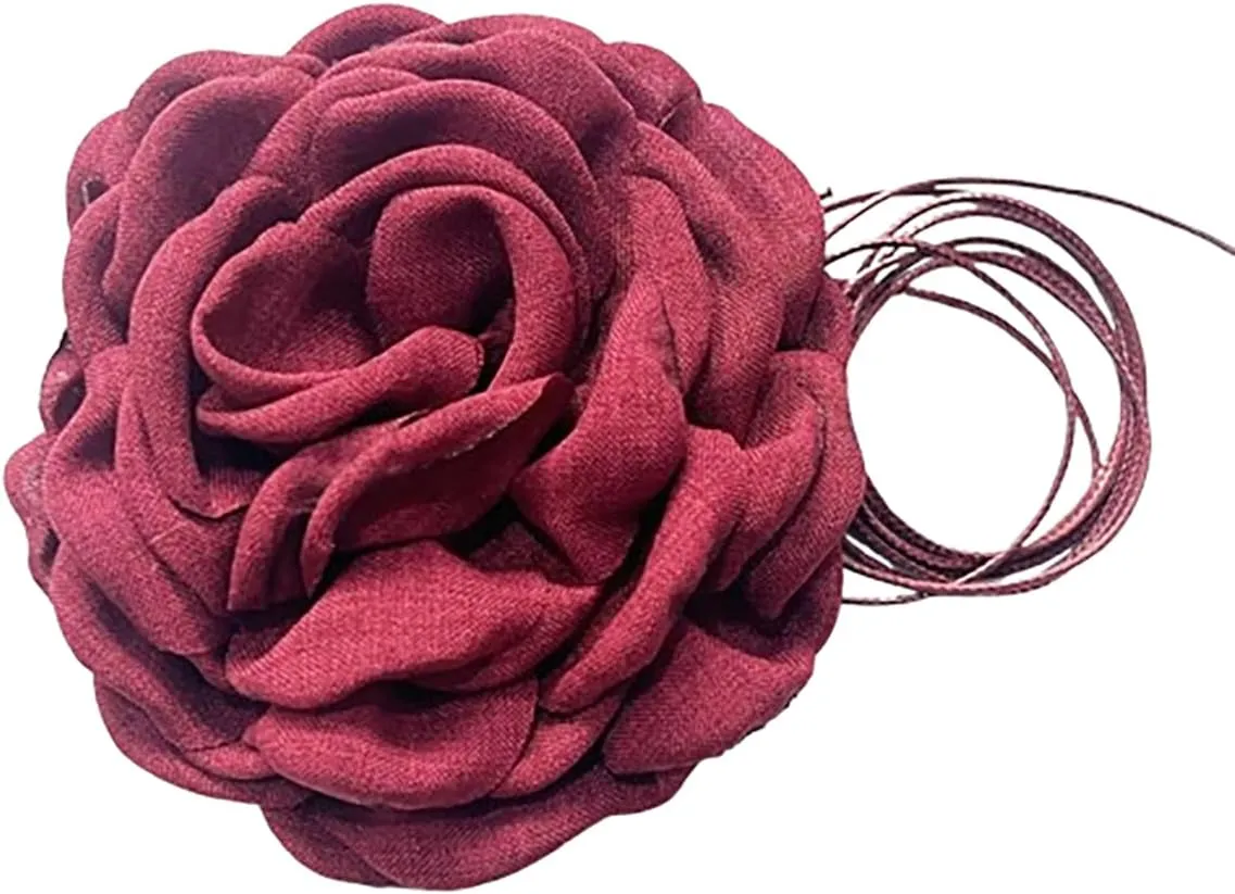 Flower Choker Necklace for Women,Velvet Big Rose Flower Choker Red Black Flower Collar Choker Vintage Valentine's Day Bride Wedding Party Summer Necklaces Jewelry