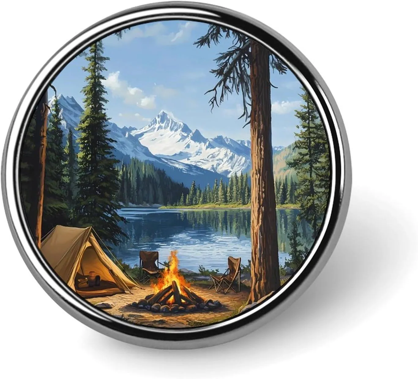 Forests Bonfire Pin Enamel Lapel Pins Round Badge Brooches Clothing Decoration for Women Men