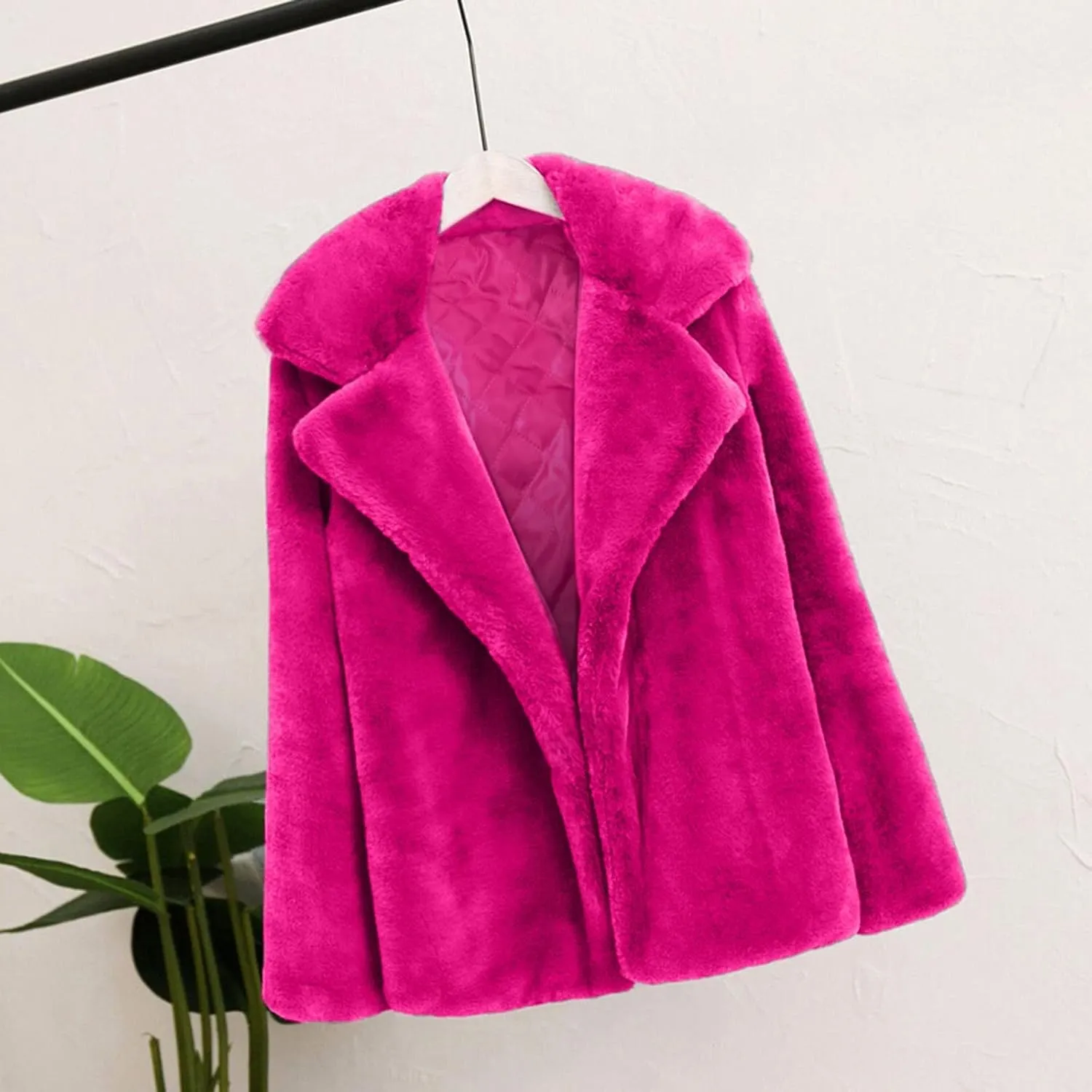 Fuzzy Fleece Jacket for Women Sherpa Lined Solid Color Fashion Warm Winter Coats Cropped Trench Cardigan Outwear Tops