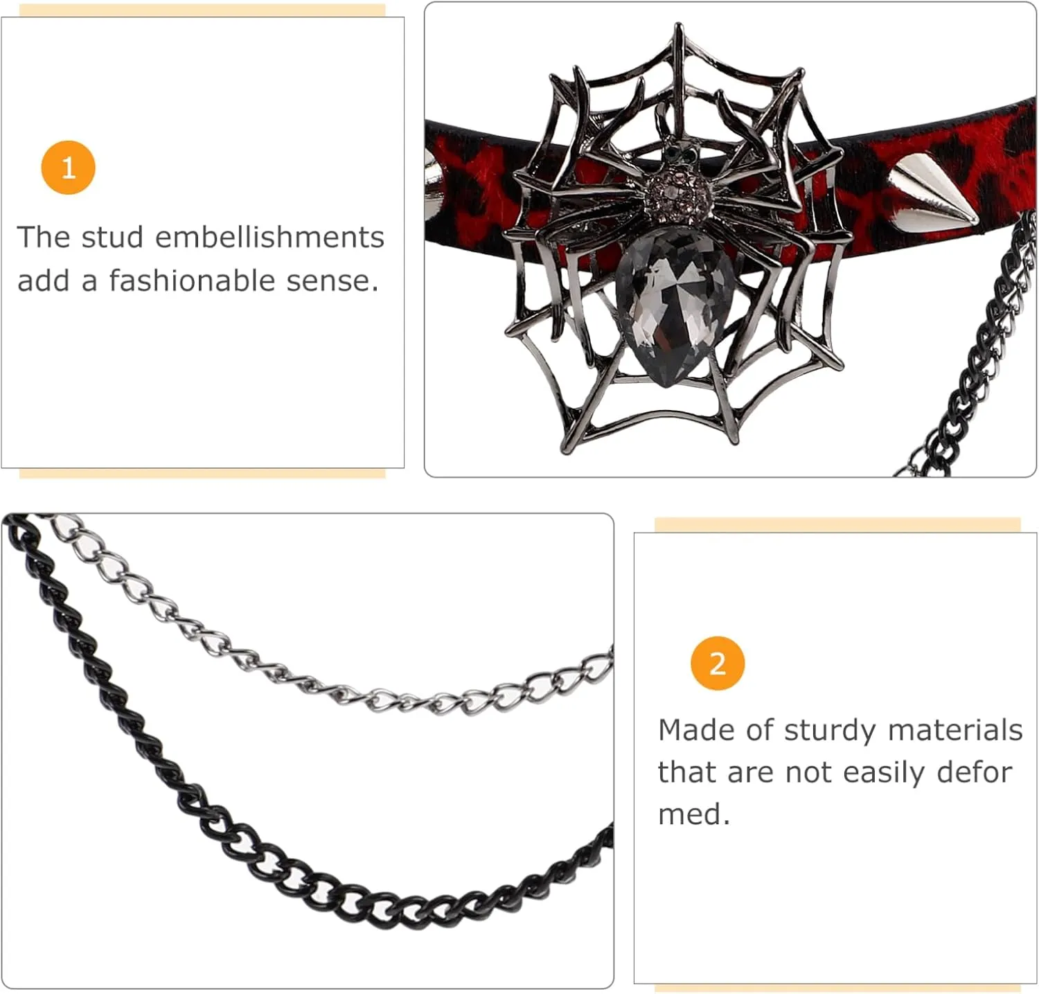 GALPADA Gothic Spider Choker Necklace Studded Necklace Halloween Costumes Choker Punk Fashion Choker