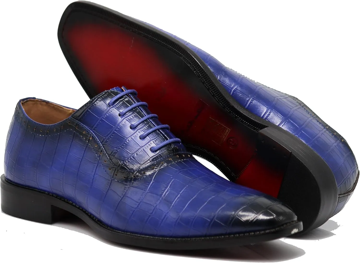 Gator3N Men's Alligator Crocodile Print Oxfords Fashion Lace Up Dress Shoes